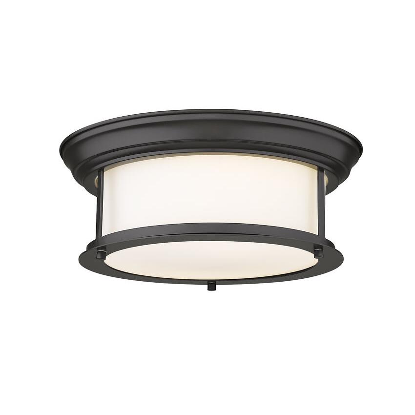 Z-Lite 2004F13-BRZ 2 Light Ceiling in Bronze with a Matte Opal Shade